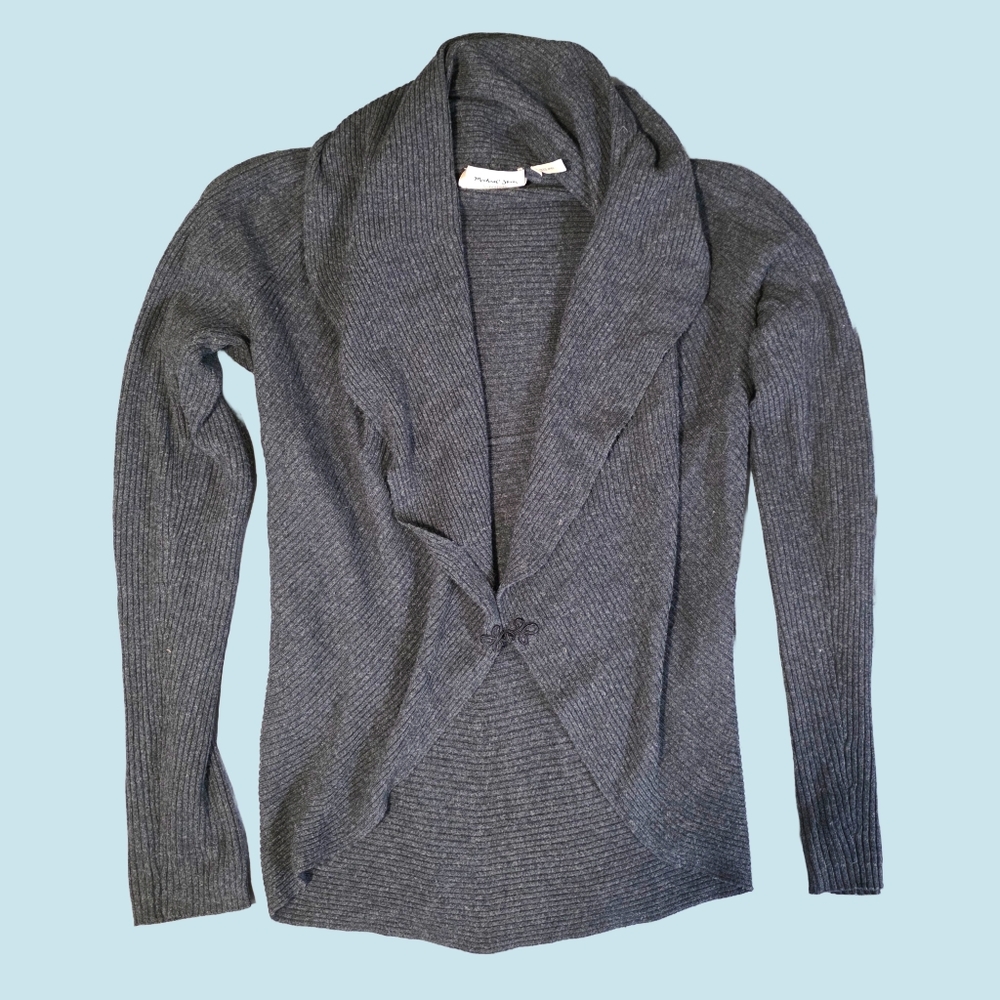 Michael Stars - Dark Gray Cashmere Blend Rib Knit Cardigan Sweater - One Size